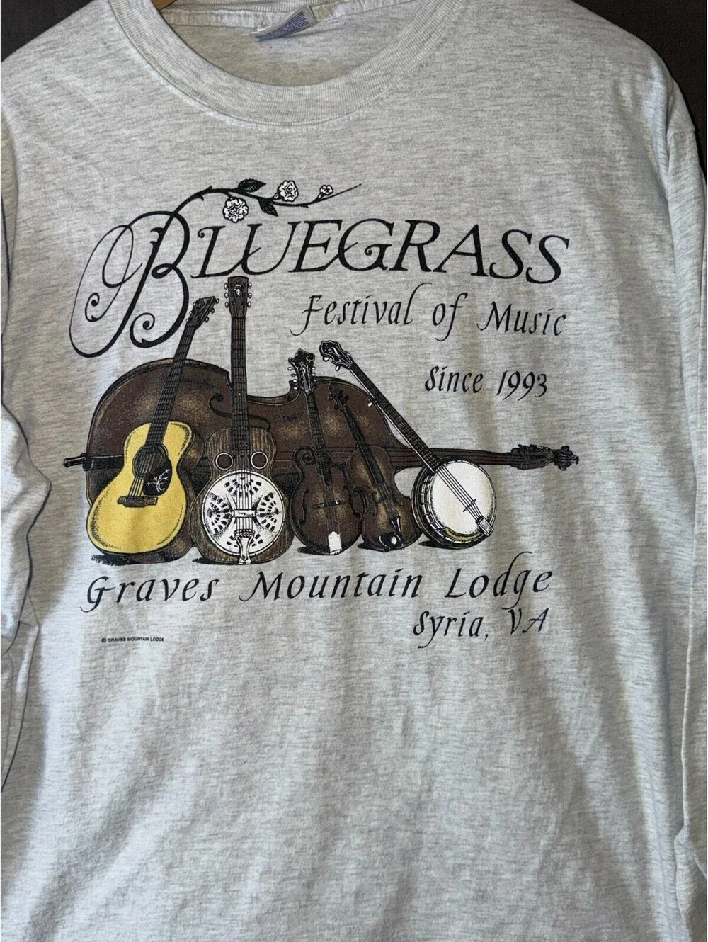 Bluegrass Festival Long Sleeve Shirt Adult L Graves Mountain Lodge VA
